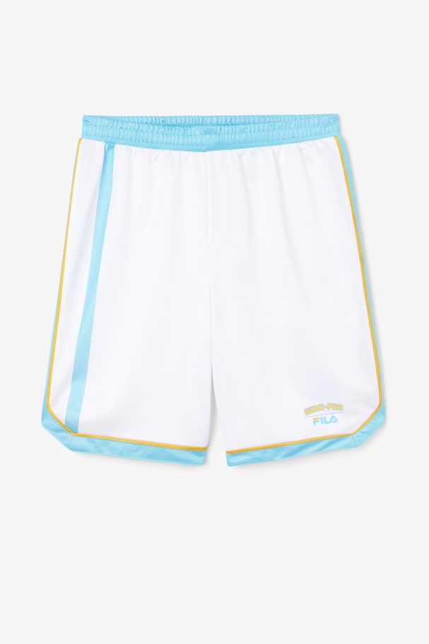 Short De Basquete Semi-profissional Fila Branco/azul/amarelo Radiante