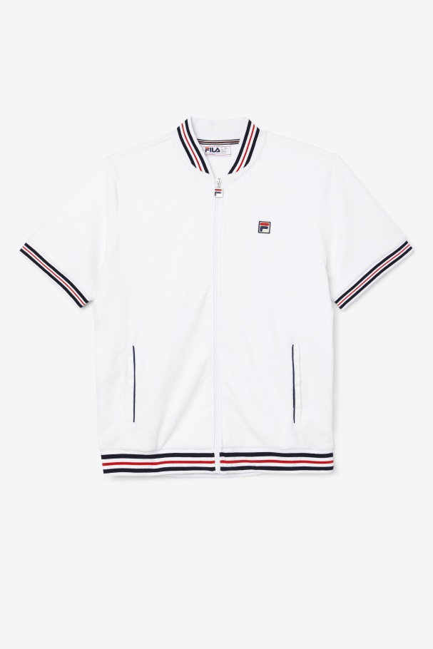 Jaqueta De Veludo Branco/marinho Estudio Fila