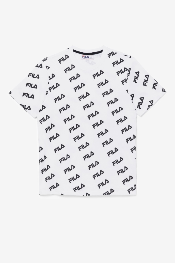 Camiseta Com Logo Diagonal Branco/preto Fila