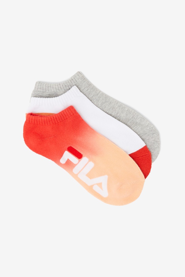 Meia Dip Dye Peach Fila No Show Feminina Pacote Com 3