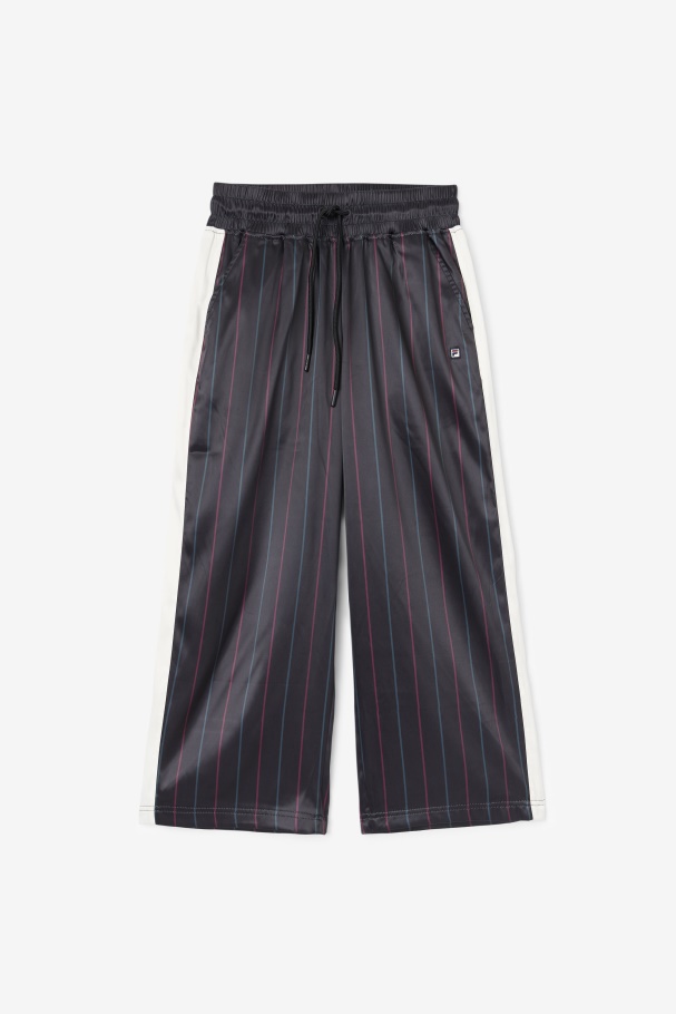 Calça Cropped Preta/tofu Fila Aviana De Cetim