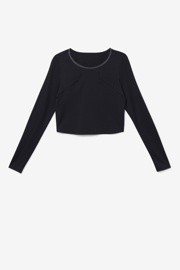 Uplift Top Cropped Manga Longa Preto Fila
