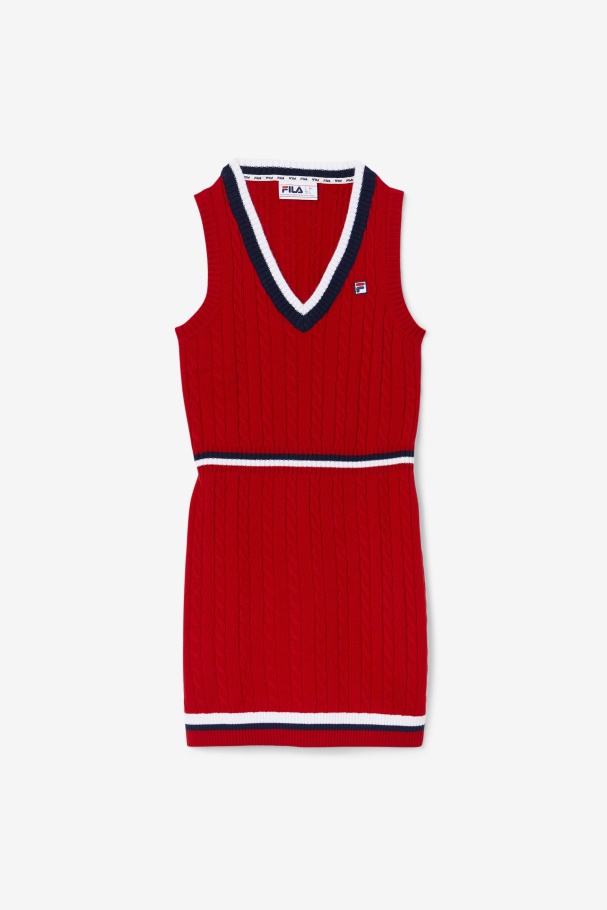 Suéter Vermelho Darian Vestido De Malha Fila