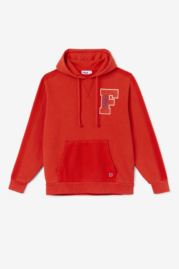 Moletom Com Capuz Vintage Wash Vermelho/azul Fila Bryson