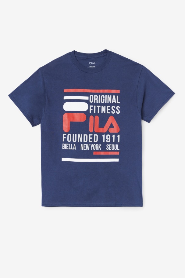Camiseta Fitness Original Azul Marinho/vermelho/branco Fila