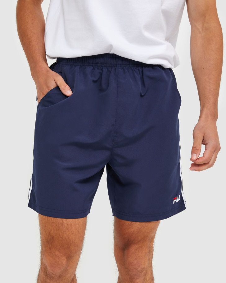 Novo Shorts De Microfibra Masculino Clássico Azul Marinho Fila