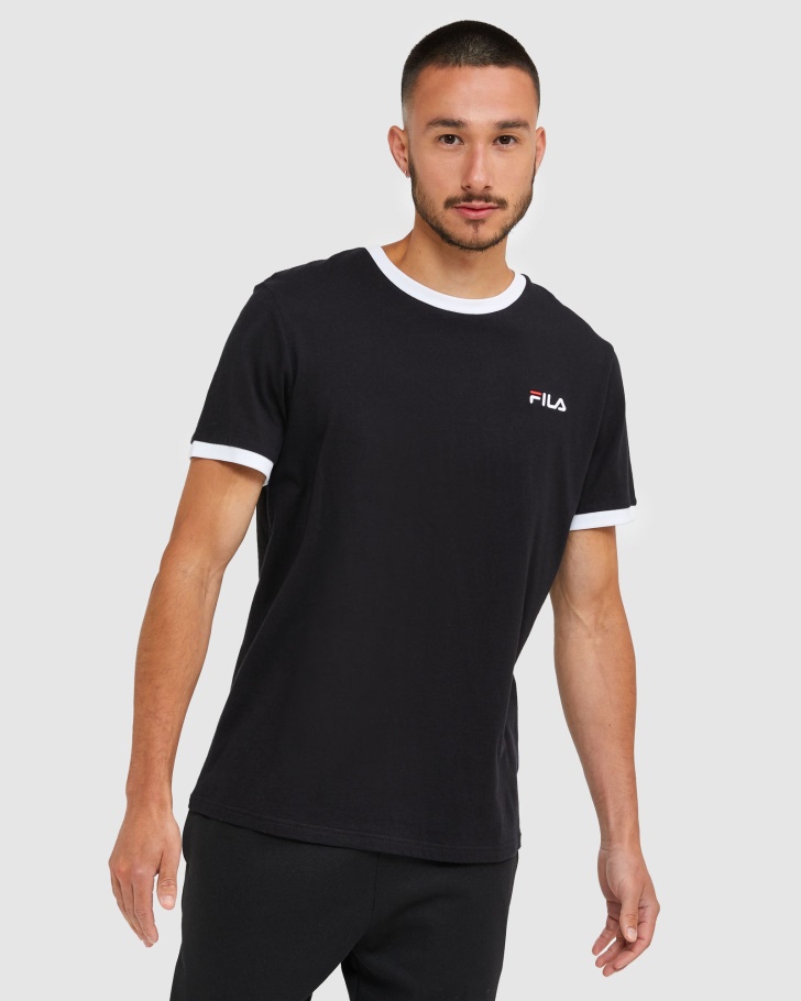 Camiseta Ringer Clássica Masculina Fila Preta