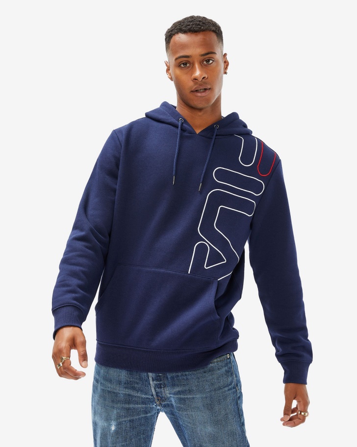Moletom Com Capuz Brando Fila Masculino Novo Marinho