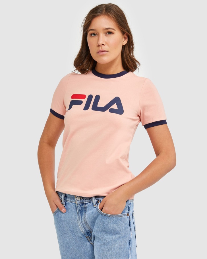 Camiseta Feminina Clássica Ringer Fila Mellow Rose