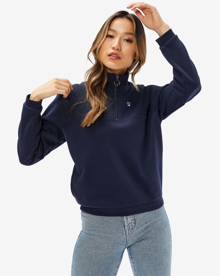 Distintivo Feminino Fila Qtr Zip Marinho